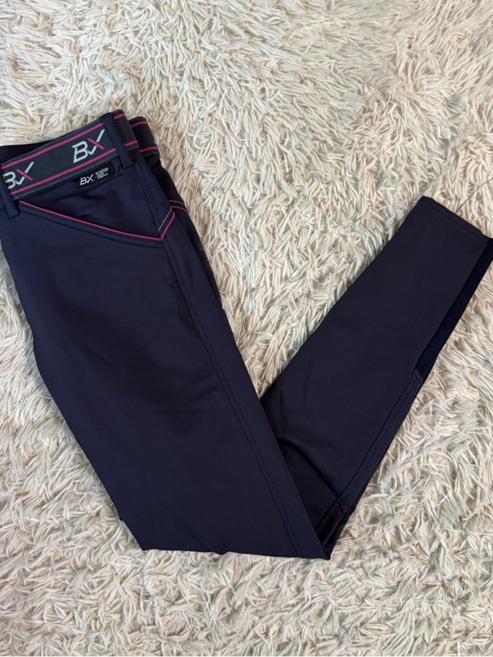 Women’s Size 22R Navy B Vertigo Knee Patch Horseback Riding Breeches. Good Cond.